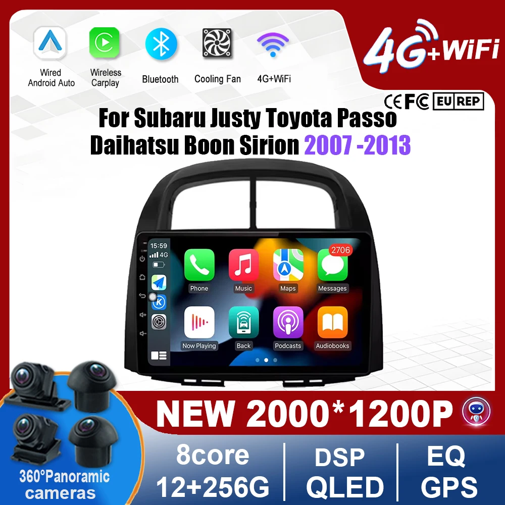 

Android 16 Car Screen For Subaru Justy Toyota Passo Daihatsu Boon Sirion 2007 2008-2013 Stereo Multimedia Video Player Tools 4G