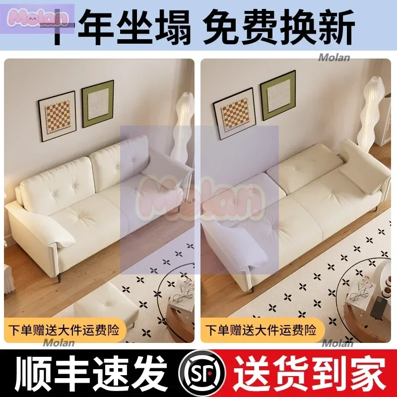 

Sofa bed Living room Small apartment 2025 new rental apartment Cream wind double sofa Multifunctional sofa