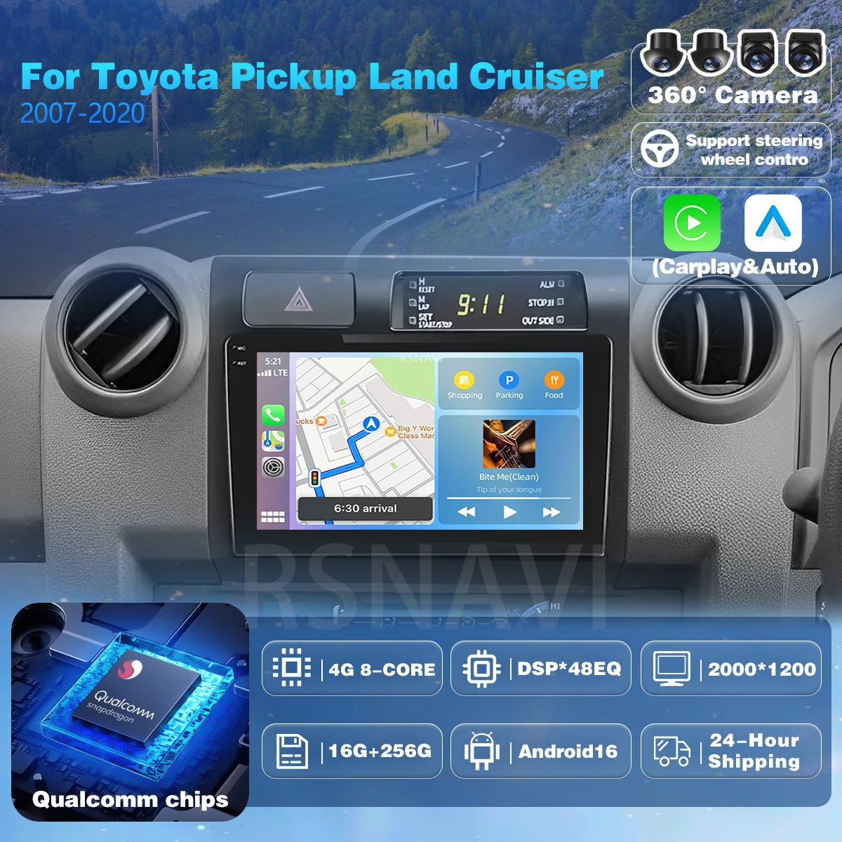 Android 16 Carplay Car Radio For Toyota Pickup Land Cruiser LC 70 79 Series 2007-2020 Multimedia Player Stereo 2din Head Unit BT