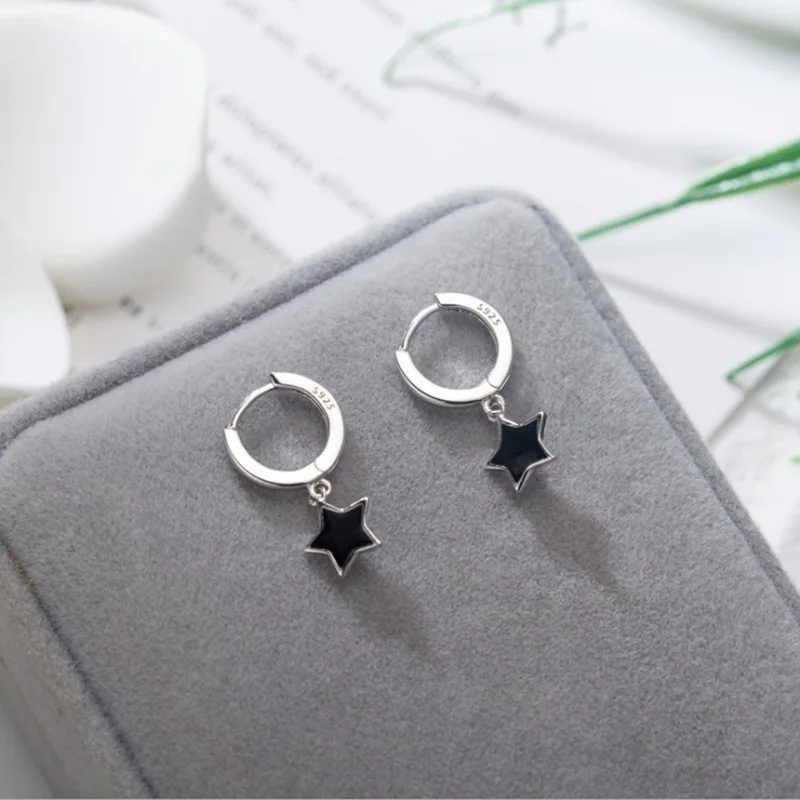 CIAXY Silver Color Small Five-pointed Star Earrings for Women Girl Simple Korean Fashion Ear Buckles Earring Trendy Jewelry
