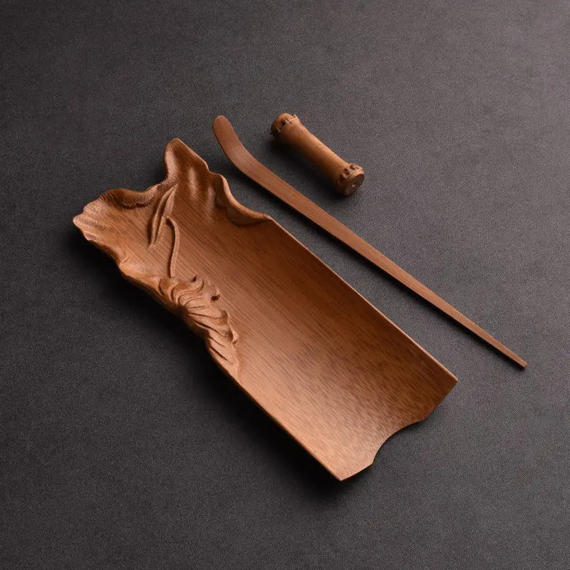 Withered Handmade bamboo four piece tea set, tea needle, tea holder, tea spoon, kung fu tea set, tea ceremony, six gentlemen's a