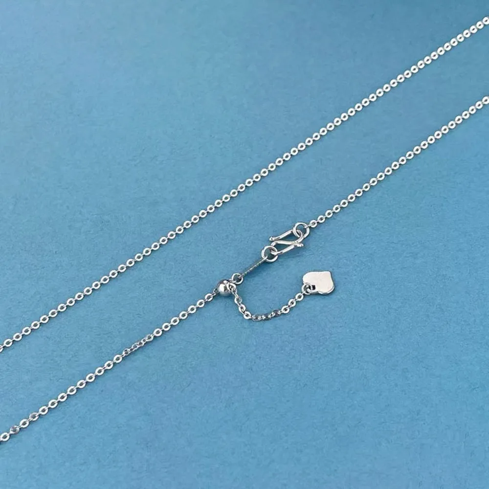 

Real Pure Platinum 950 Chain Women Lucky 1.2mm O Link Adjustable Necklace 2.65-2.69g