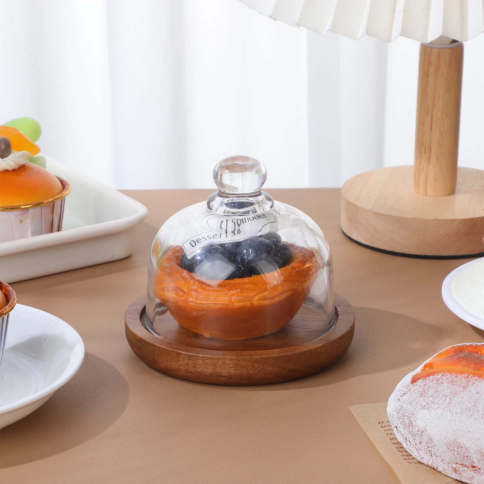 

Mini Cake Stand Dessert With Glass Dome Snack Server For Wedding Party Fruit Candy Display Cake Plate Server Covered Food
