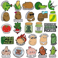 Cute Vegetable Lapel Pin Creative Broccoli Cucumber Cauliflower Corn Creme Tin Badge Punk Bikini Potato Brooch Jewelry Gifts
