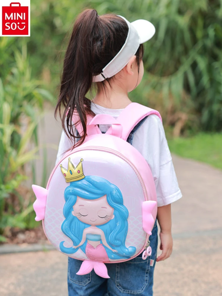 MINISO-Sac à Dos de Dessin Animé Disney pour Enfant, Cartoon, Sirène, Coquille d'emouf, Maternelle, Mignon, Extérieur, Étanche