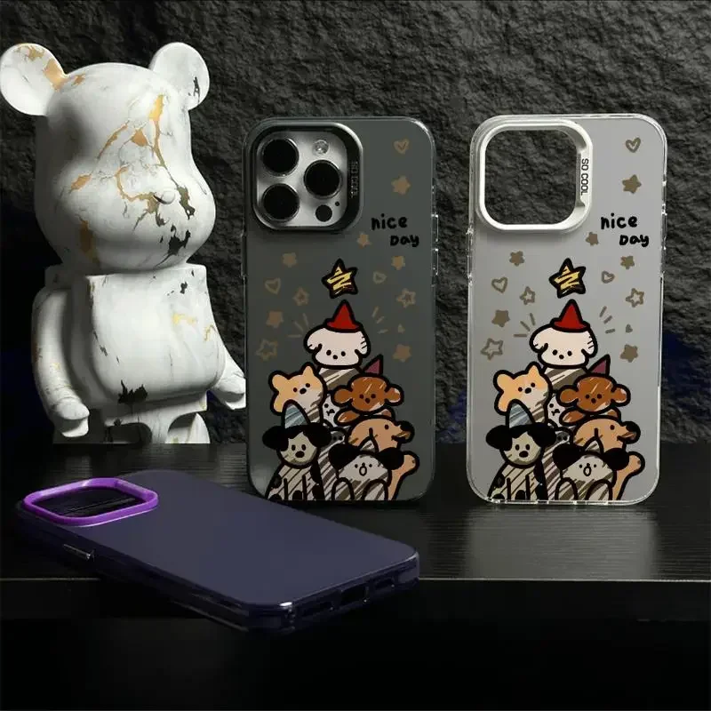 Puppy Christmas Case for iPhone 17Pro 16 15 14 13 12 11 Pro Max XR 7 8 Shockproof Cover Dustproof Casing