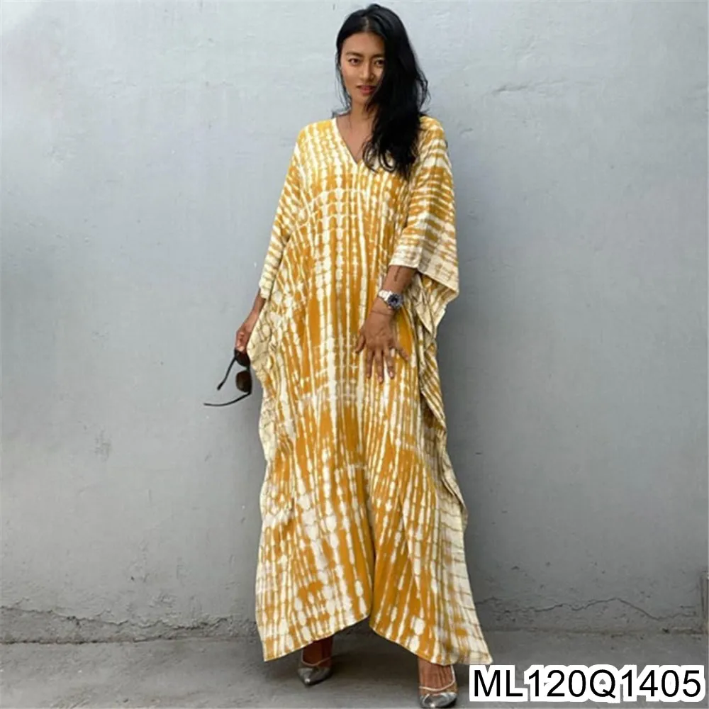 2025 New Beach European and American Smocks, Loose Tie-dyed Long Gowns, Vacation Smocks, Sun-protective Clothing ML120Q14