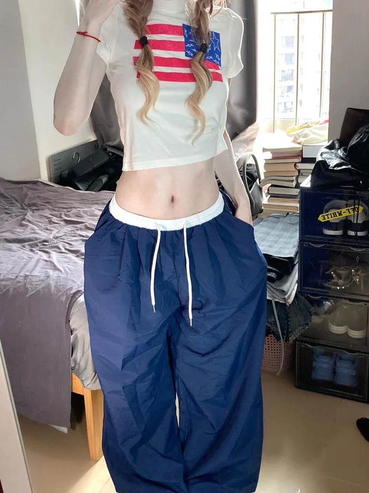 Loose Ice Silk Wide Leg Pants Women's Thin New Autumn Casual Qui Dry Sports Trousers Korean Sle Straight Leg Pants