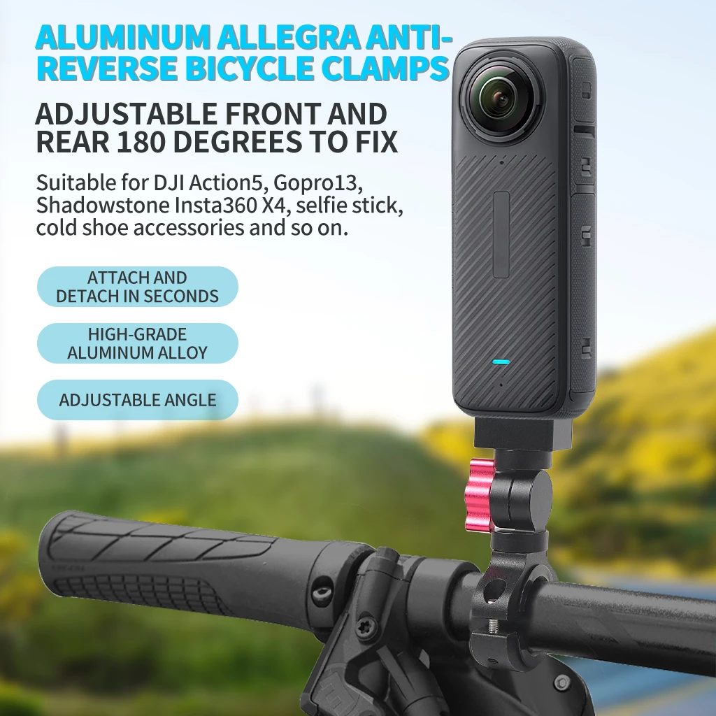 Motorrad Fahrrad Lenker Quick Release Clamp Halterung für GoPro 13 12 11 OSMO 360 Action 5Pro Insta360 GO 3S Stand Licht Halter – Detail 1