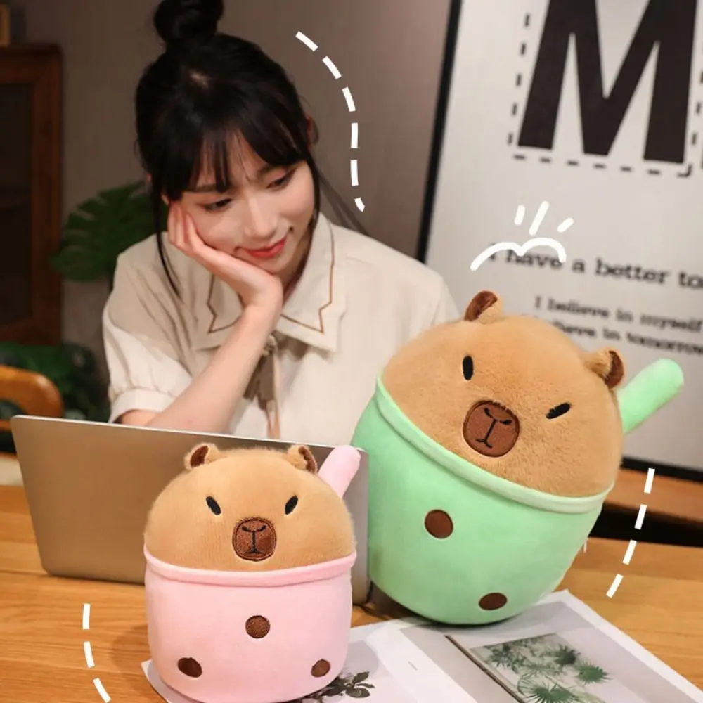 จําลอง Capybara หมอน Plush ของเล่นไข่มุกขนาดเล็กตุ๊กตาผ้านมชาถ้วยหมอนน่ารักตุ๊กตา Capibara อะนิเมะ Fluffty ของเล่น