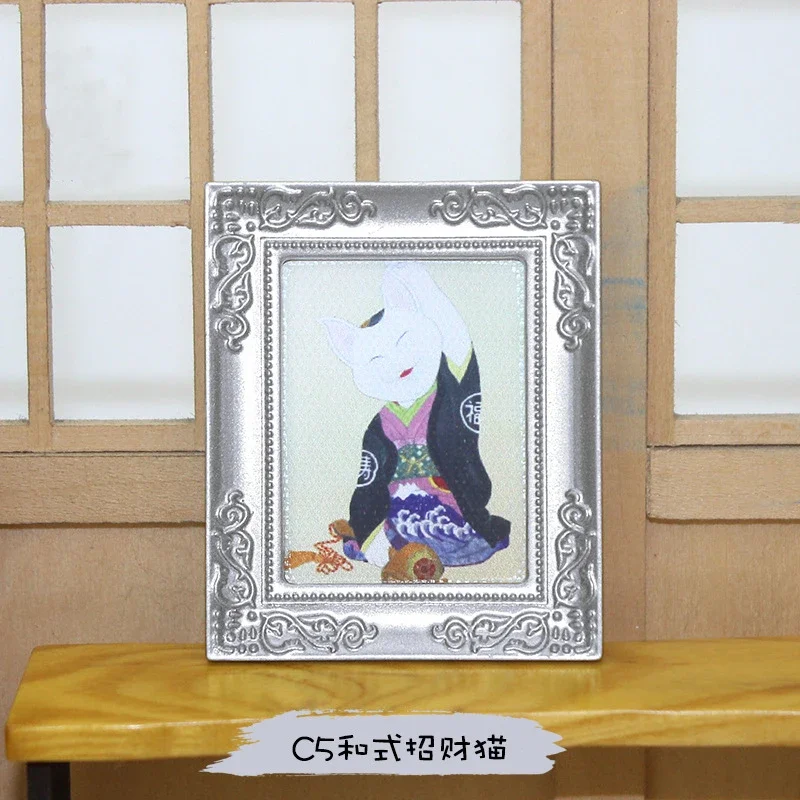 1 ชิ้น 1/12 Dollhouse Miniature ภาพวาดสีน้ํามัน Mini Wall ภาพวาดของเล่นสําหรับตุ๊กตาอุปกรณ์ House ตกแต่ง ob11