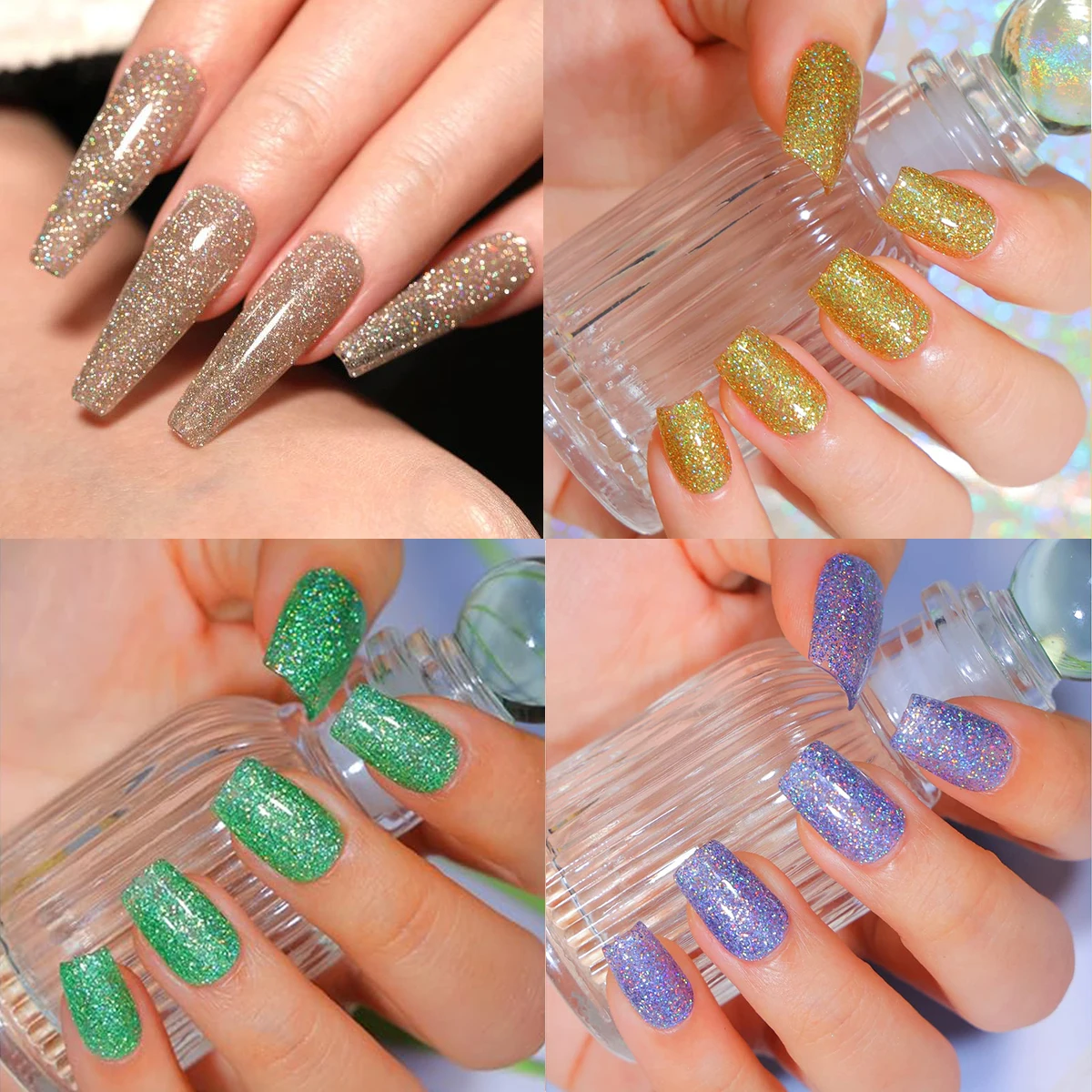 VOKY 3PCS Color Gel Laser Effect Bright UV LED Lakier do paznokci do klejenia paznokci, idealny do oszałamiającej pielęgnacji paznokci na wiosnę i lato