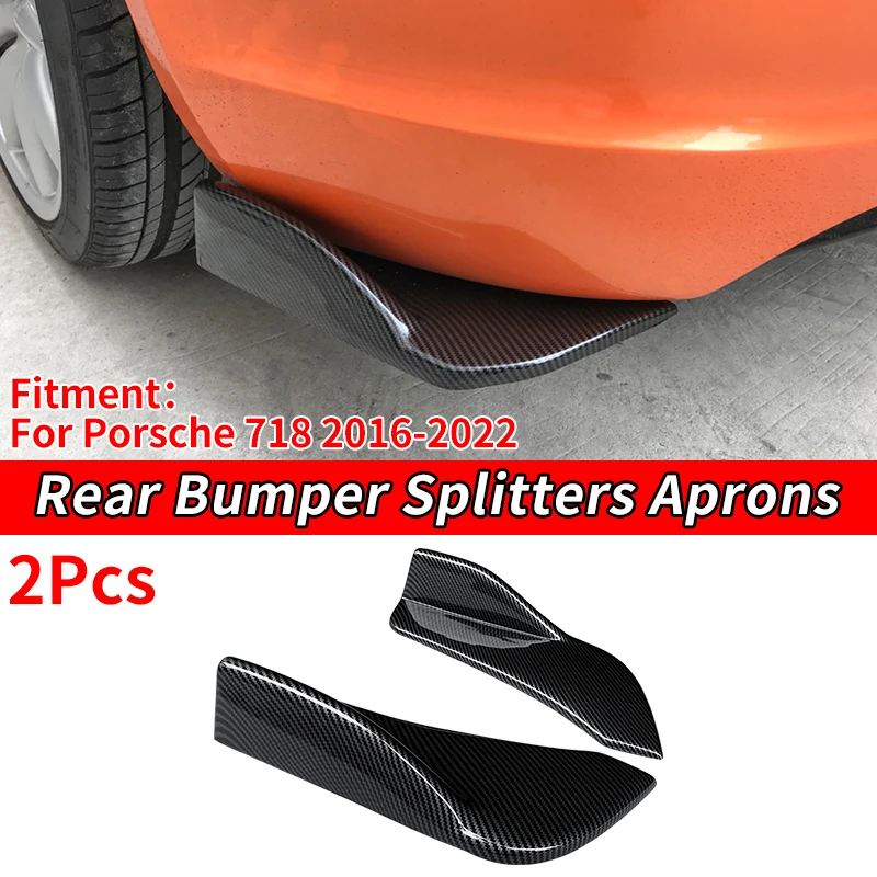 Car Rear Bumper Splitters Aprons Trunk Lip Spoiler Canard Wing Diffuser Wrap Angle Protector For Porsche 981 718 2016-2019-2022 