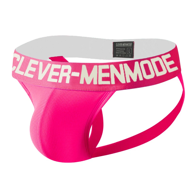 

CLEVER-MENMODE Mens Athletic Supporter Jockstrap Underpant Mesh Fluorescent Breathable Pouch Panties Sports Fitness Underwear