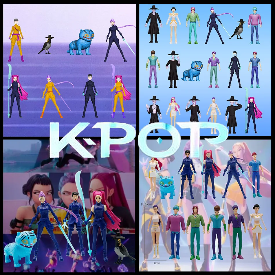 Anime kpop demônio caçadores figura modelo brinquedo dos desenhos animados periféricos de jogos mesa decoração coleção figuras modelo brinquedo para o presente do miúdo