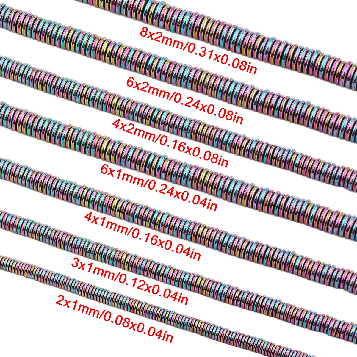 2/3/4/6/8mm Plated Colorful Hematite Wheel Disc Spacer Beads Flat Rondelle Loose Beads For DIY Bracelet Necklace Jewelry Marking