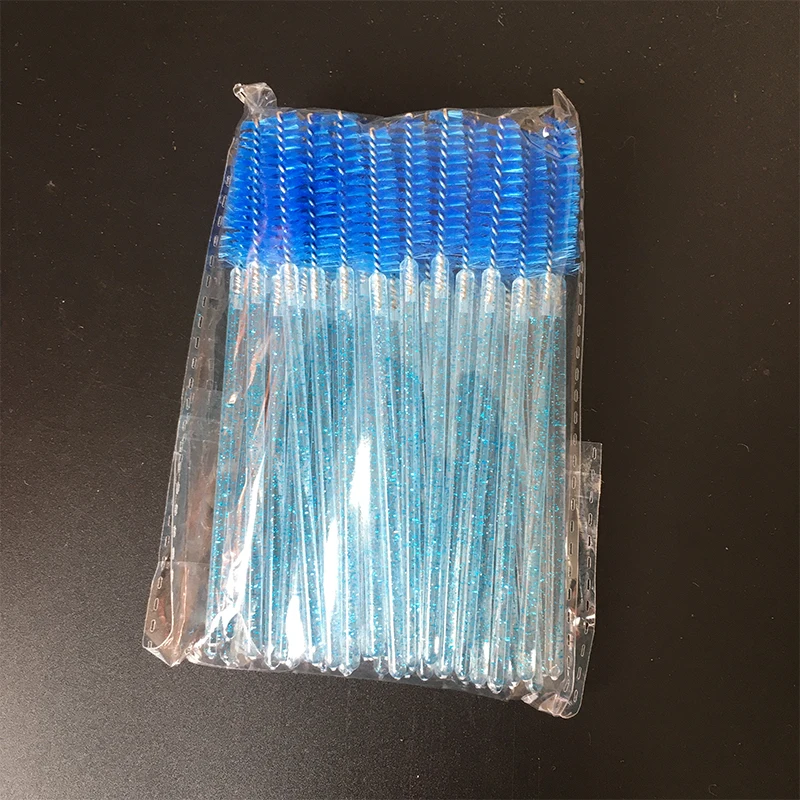 50Pcs pennello per ciglia in cristallo usa e getta bacchette per Mascara applicatore innesto pettine per arricciare le ciglia strumenti cosmetici per il trucco di bellezza