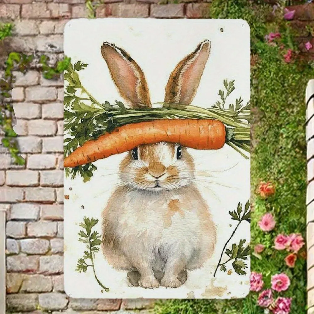 1pc Cute Easter Bunny Metal Iron Sign Spring All Season Home Decor Mother's Day Gift Living Room Bedroom Art