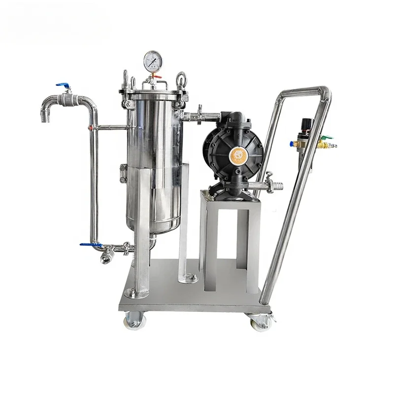 

Industrial Stainless Steel Honey Filtering Machine Movable Bag Filter Housing