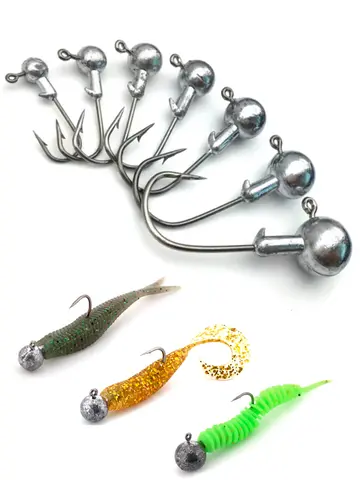 MrLurion 30pcs 1g 2g 3g 5g 10g 14g 18g 22g 25g 28g Fishing jigging head hook ,round head rigs fishhook for soft worm crank lures