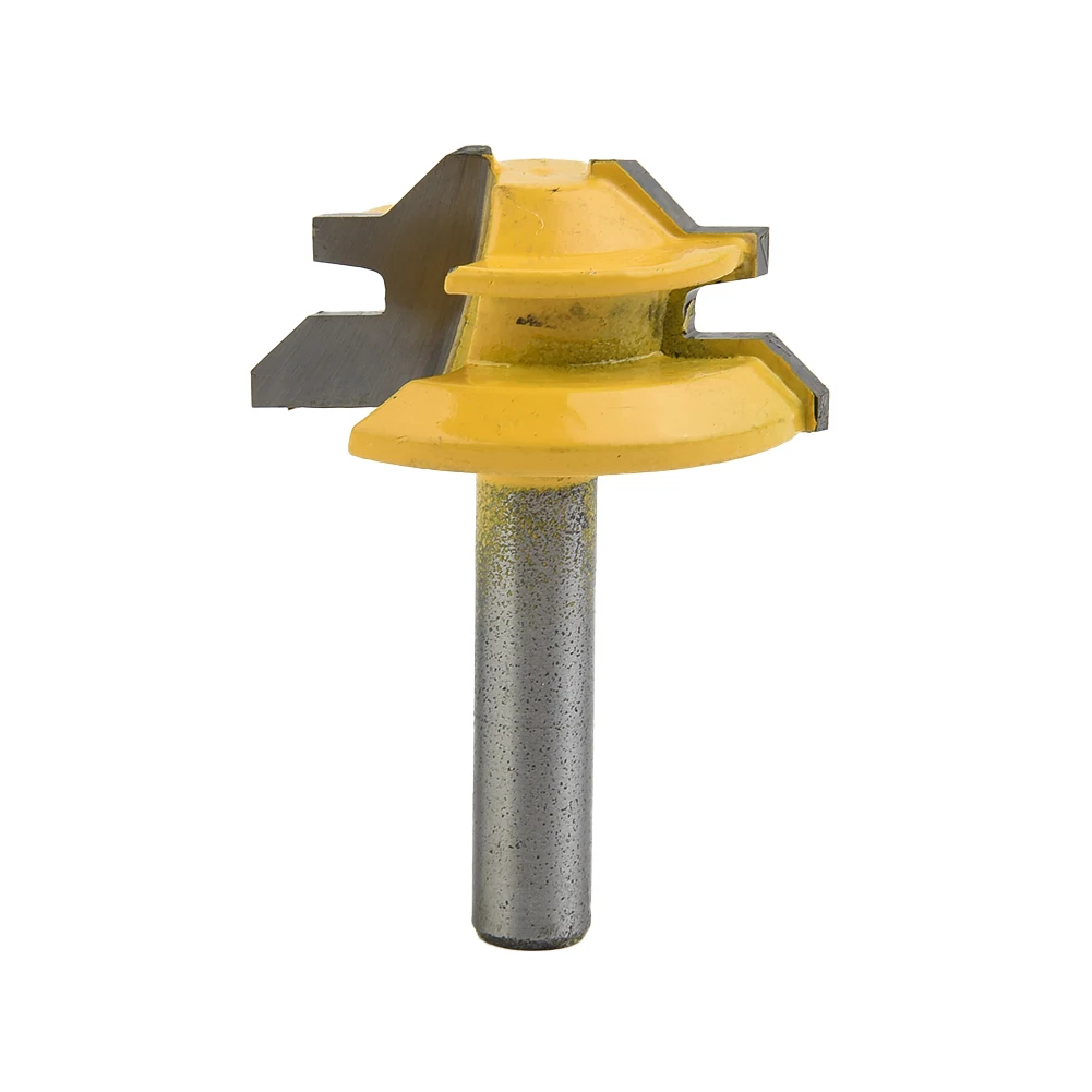 Milling Joint Tenon Router bit Engraving Carbide 1pc 8mm shank Yellow Lock miter Trimmer 45 degree Practical Useful