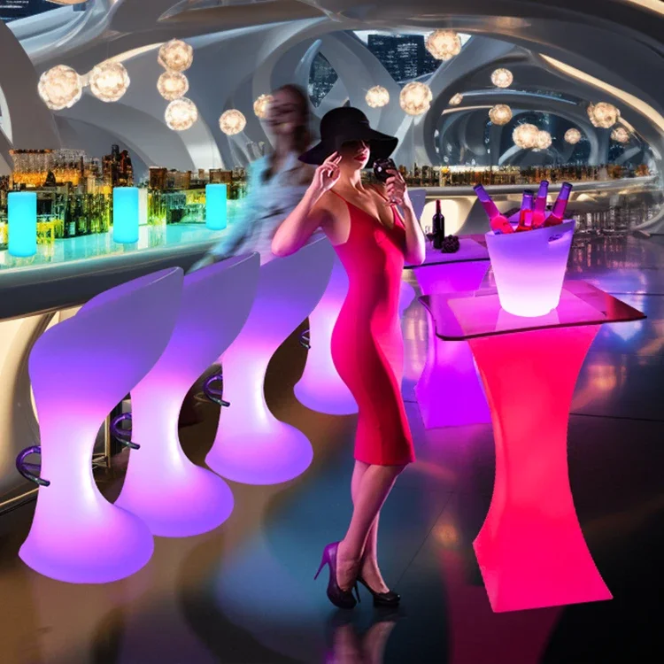 Night Club Bar Lounge Furniture Nightclub Illuminated Waterproof Led Bar Table Led Furniture Cocktail Tables Party Furniture