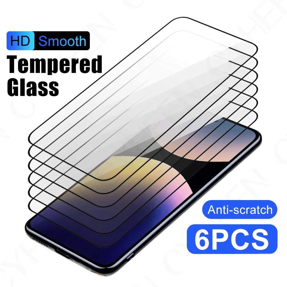 

6 шт. Защитная пленка для экрана телефона для Redmi Note 14 4G 13, защитная пленка, стекло для смартфона 12R 12 Turbo, закаленное стекло 14C 14R 13R 12C