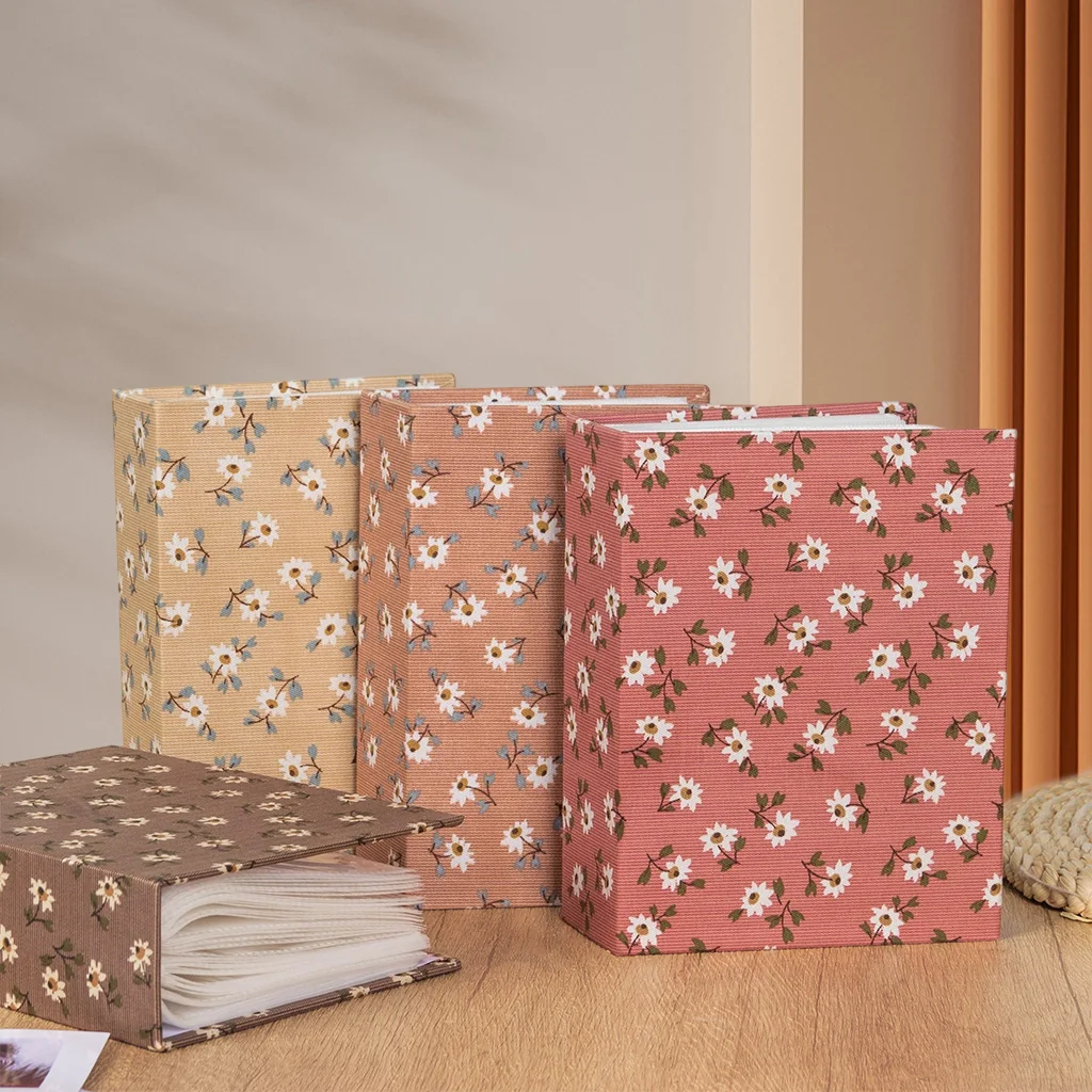 Fine Print Pattern Cloth Art Cover Photo Album Can Hold 100 6 inch Photos Holiday General Gift Family Memory Storage