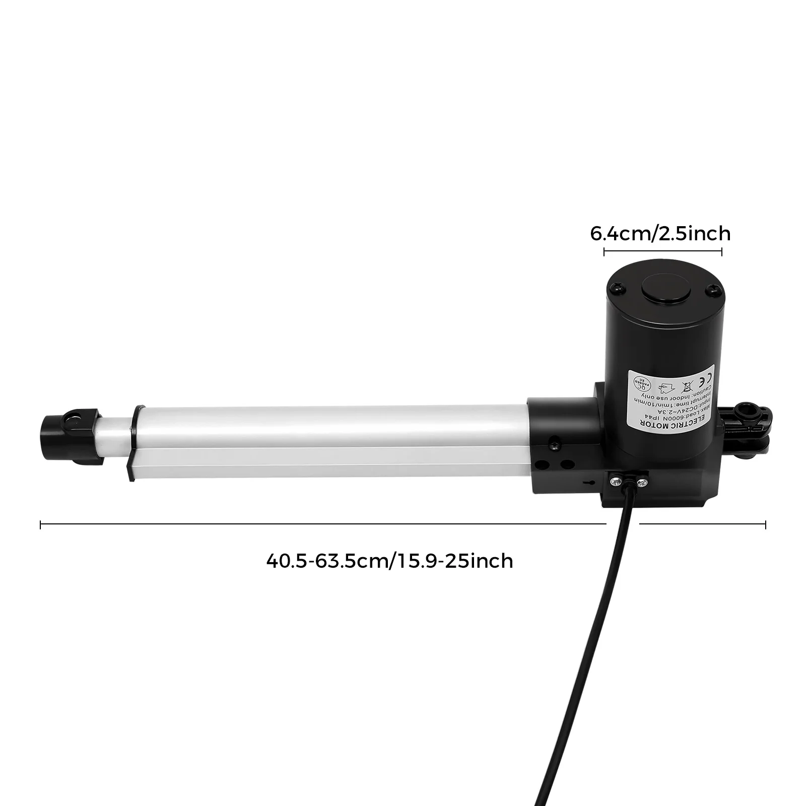 Lineaire actuator 6000N Lineaire aandrijving DC 24V motor 230mm Elektrische relaxfauteuil actuator motor 38-61cm Max. Drukken/trekken 600 kg
