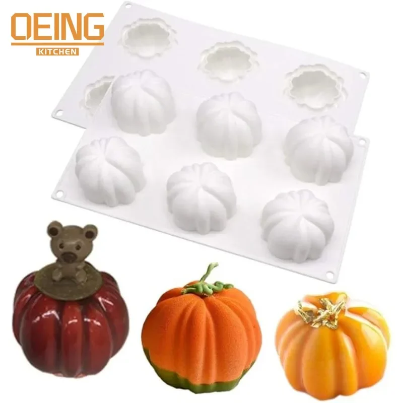 

6/12 Cavity Pumpkin Silicone Mold Halloween Bakeware Pan Decorating Tools For Chocolate Mousse Ice Cream Silicone Baking Pan