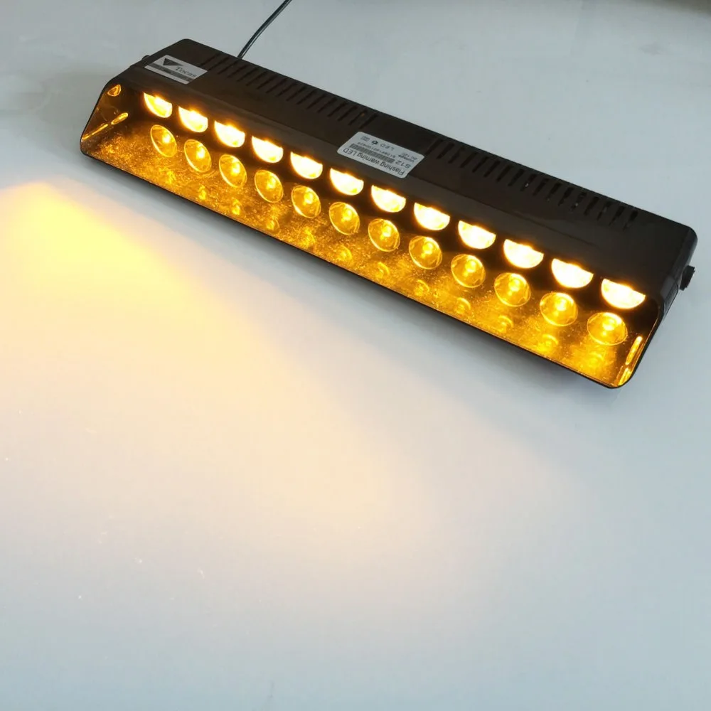 DC12V 12 LED Emergency Warning Vehicle Strobe Flash Light Bar Windscreen 12W 12V Flashing Lamp Amber Yellow