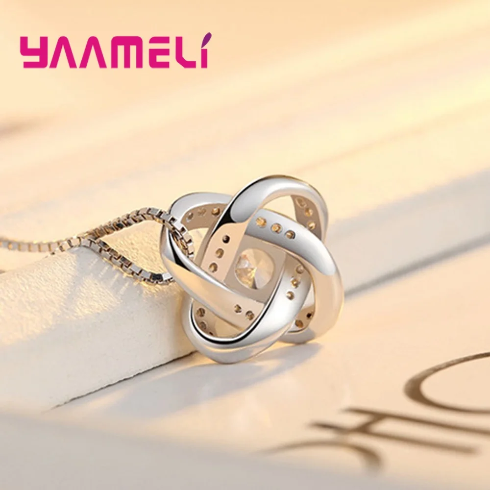 

925 Sterling Silver Eternal Heart Pendant Necklace For Women Shinning Crystal Necklaces Pendant Hot Sale Cross Jewelry