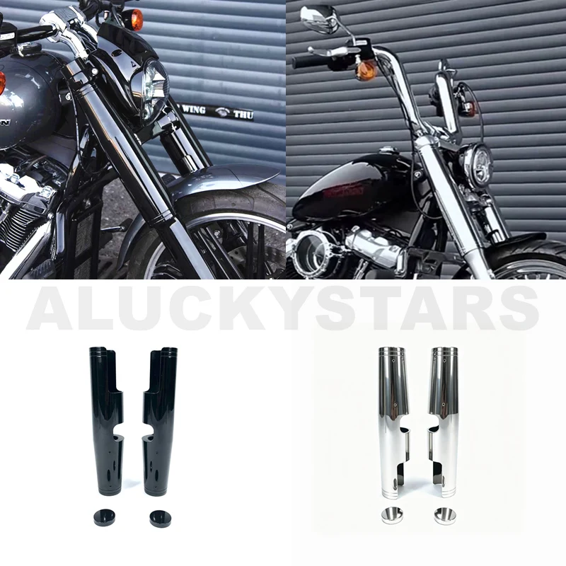 Motorcycle Front Fork Caps Shock Absorber Black Cover For Harley Softail Breakout FXBR FXBRS 13-25 Street Bob 18-25 FXBB FXBBS