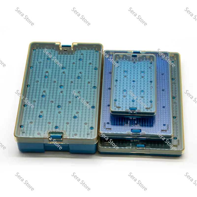 Blue Silicone Disinfection Case Box with Pad Sterilization Tray Case Box for Pet Surgical Instrument Autoclave