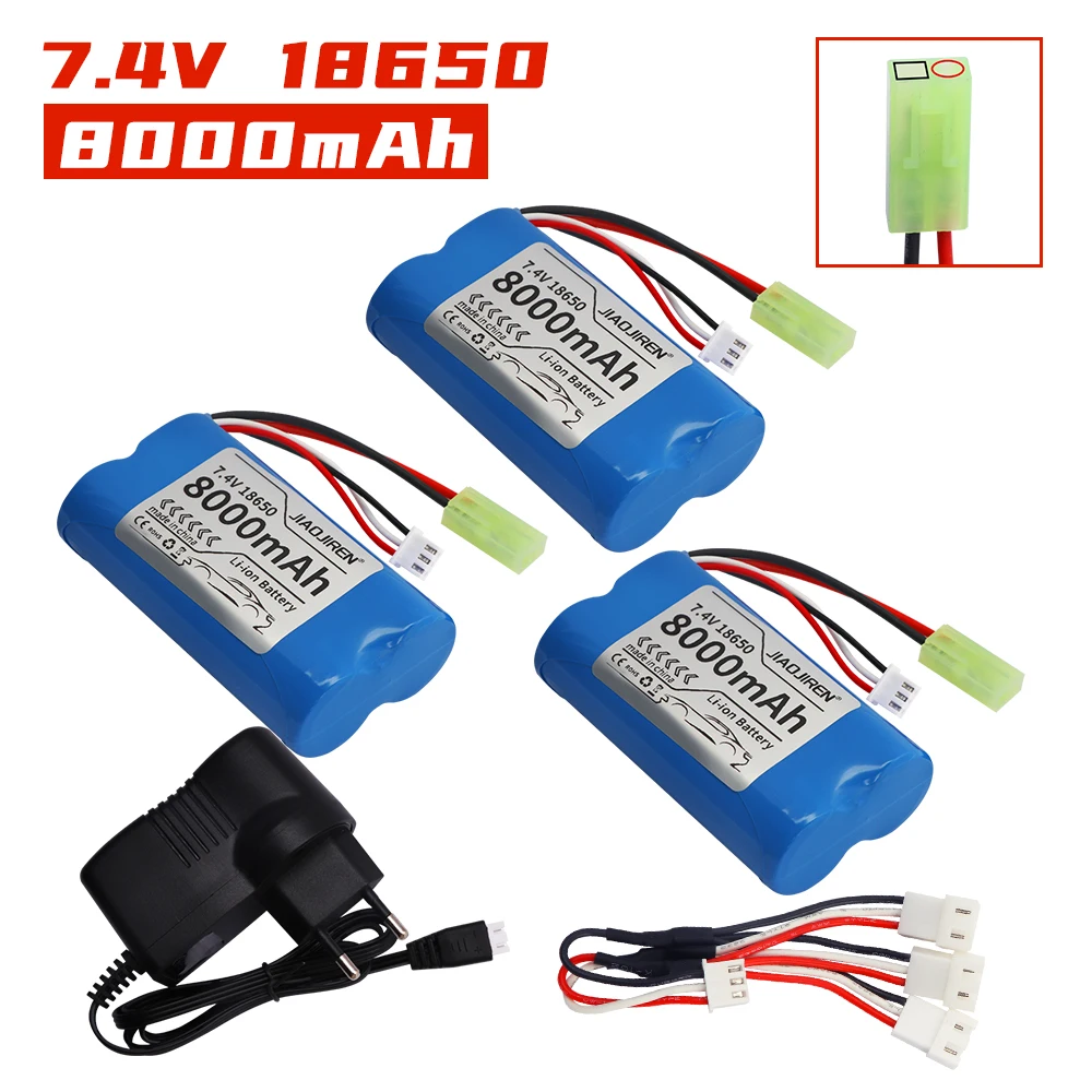 Lipo Battery 18650 7.4V 8000mah for Q46 Wltoy 10428 12428/12423 X9115 144001 RC Car Spare Accessories 7.4V high capacity battery