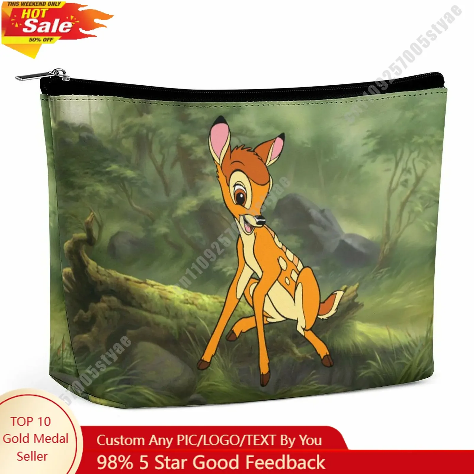 

Косметичка Bambi с персонажами мультфильмов Disney, индивидуальный графический дизайн, персонализированное творчество, праздничный подарок, для хранения косметики