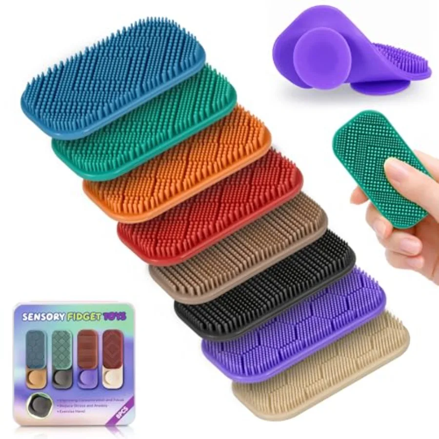 Quality Assurance Silicone Fidget Strips for and Adults with ADHD, Autism and Anxiety, Texture Relief Fidget Toys with Suction