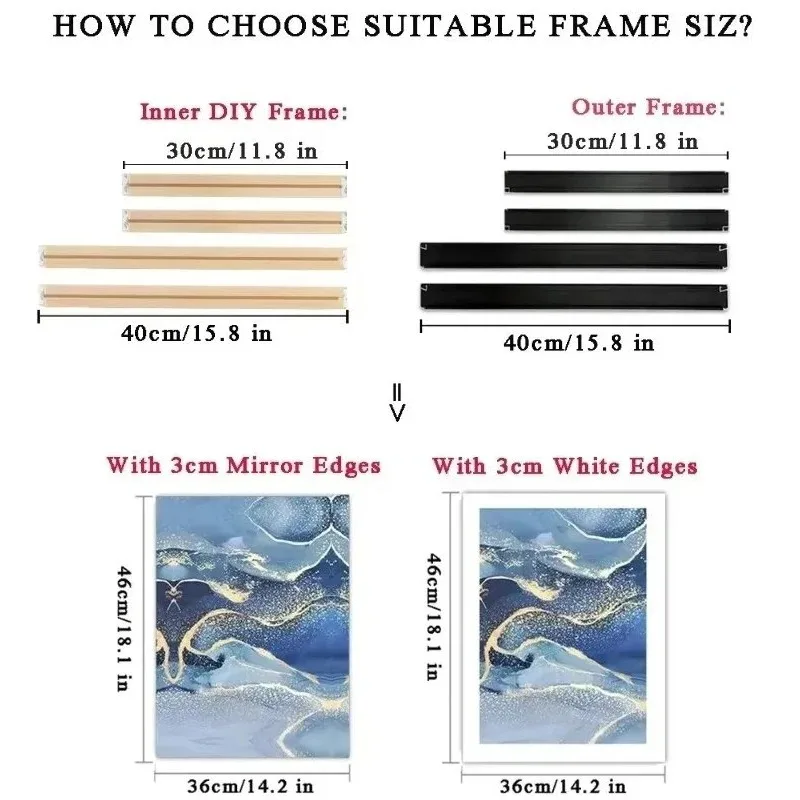 8 Colors Aluminum Alloy and Wooden Inner Frame Custom DIY Combination Canvas Metal Painting Frame Wall Art Modern Wall Art Decor