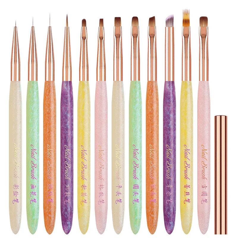 1/12Pcs Nail Brush Gel Brush Draw Tips Drawing Liner Painting Acrylic Brush For Manicure Nail Art Brush Decoration