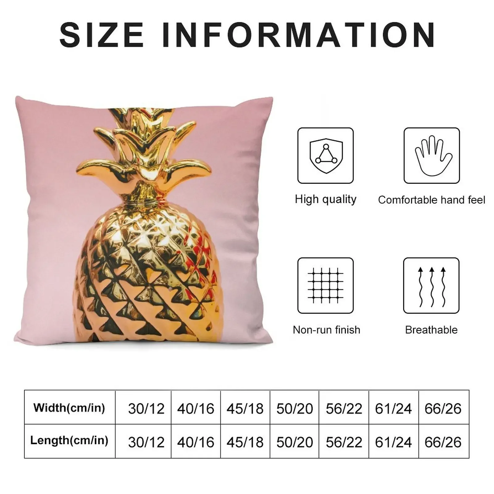 Gold & Pink Pineapple Throw Pillow Decorative Sofa Cushions Decorative Cushions For Living Room Sitting Cushion pillow