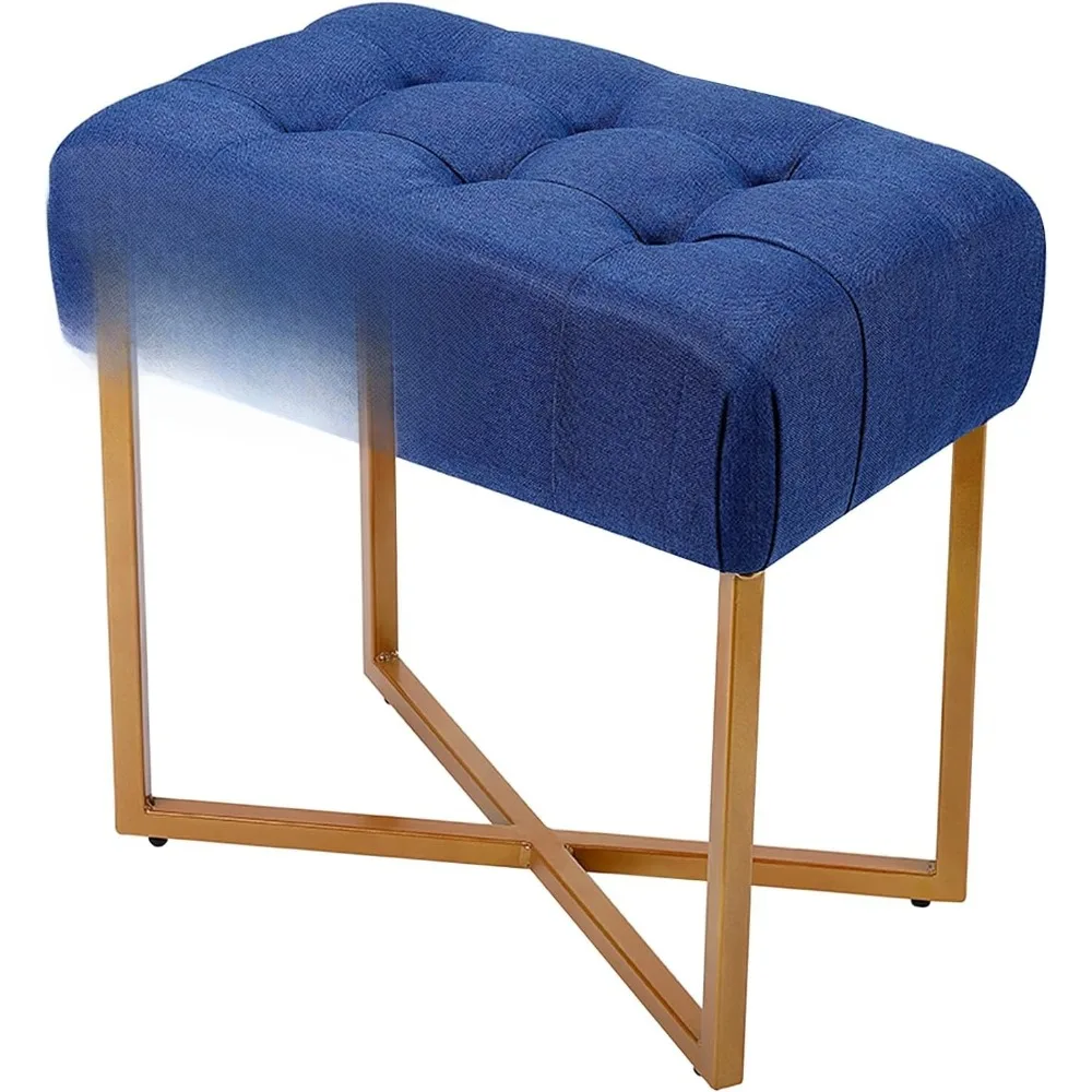 

Rectangular Tufted Foot Stool Ottoman with Soft Padded Cushion - Versatile Vanity Chair for Bedroom, Living Room