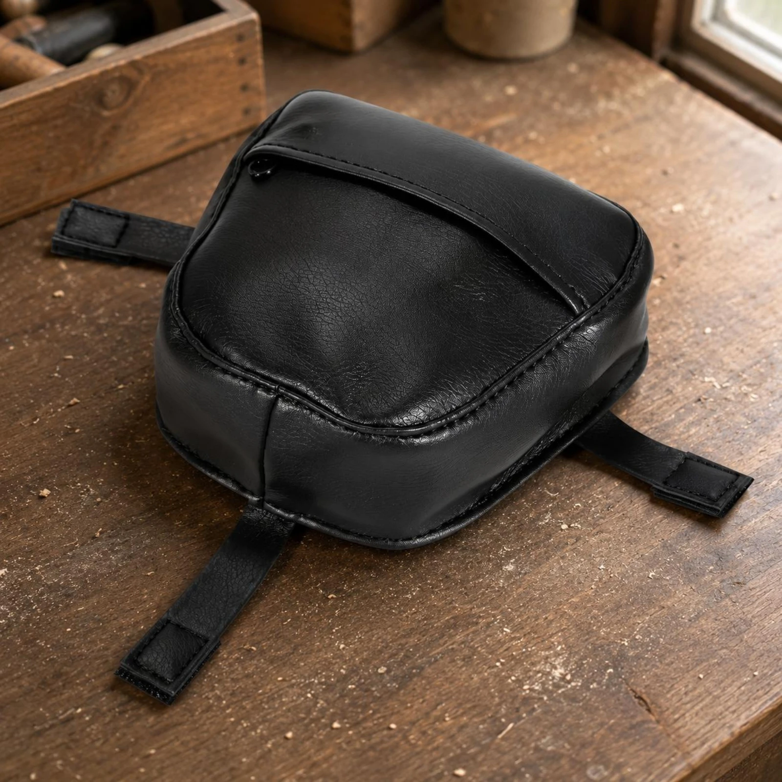 Picture 3: Motorcycle Fuel Cell Bag Stitched Flap Fuel Cell Bag Motorcycle Leather Pouch Compact Stylish
