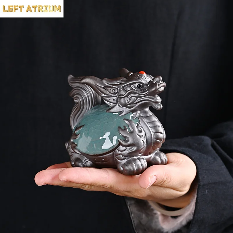 

Creative Ceramic Dragon Turtle Tea Pet Ornament Premium Open Slice Suitable for Tea Table Accessories Tea Tray Decoration