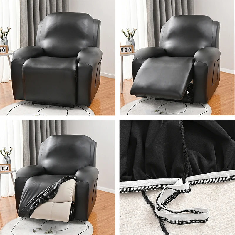 Waterproof PU Leather Recliner Sofa Cover Elastic All-inclusive Chair Covers Oil-proof Armchair Slipcovers Furniture Protector