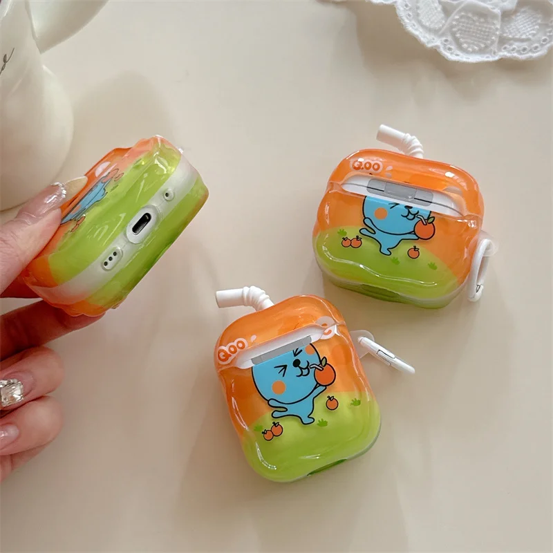 Cute Water Drop Orange Juice Earphone Case For Apple Airpods Pro 3 4 2 Cover Silicone Headphone Case For Airpod 4 Headset Funda - view 5