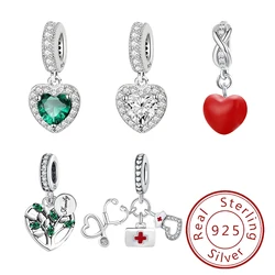 925 Sterling Silver Simple Love Heart Series Diy Charms Beads Fit Original  Bracelets Bangles Making Gift Of Fine Jewelry