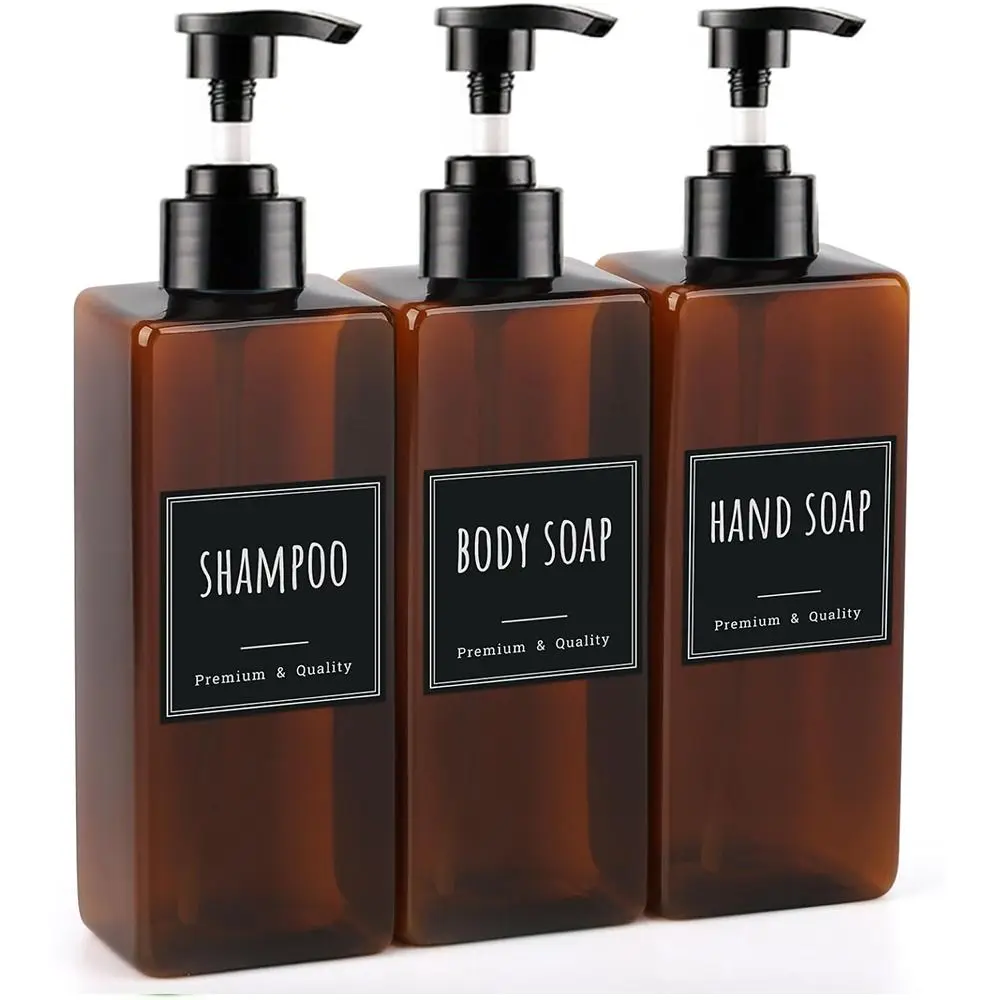 500ml with Label Hand Soap Dispenser Set Empty Bathroom Countertop Soap Dispenser Plastic Modern Shampoo Container