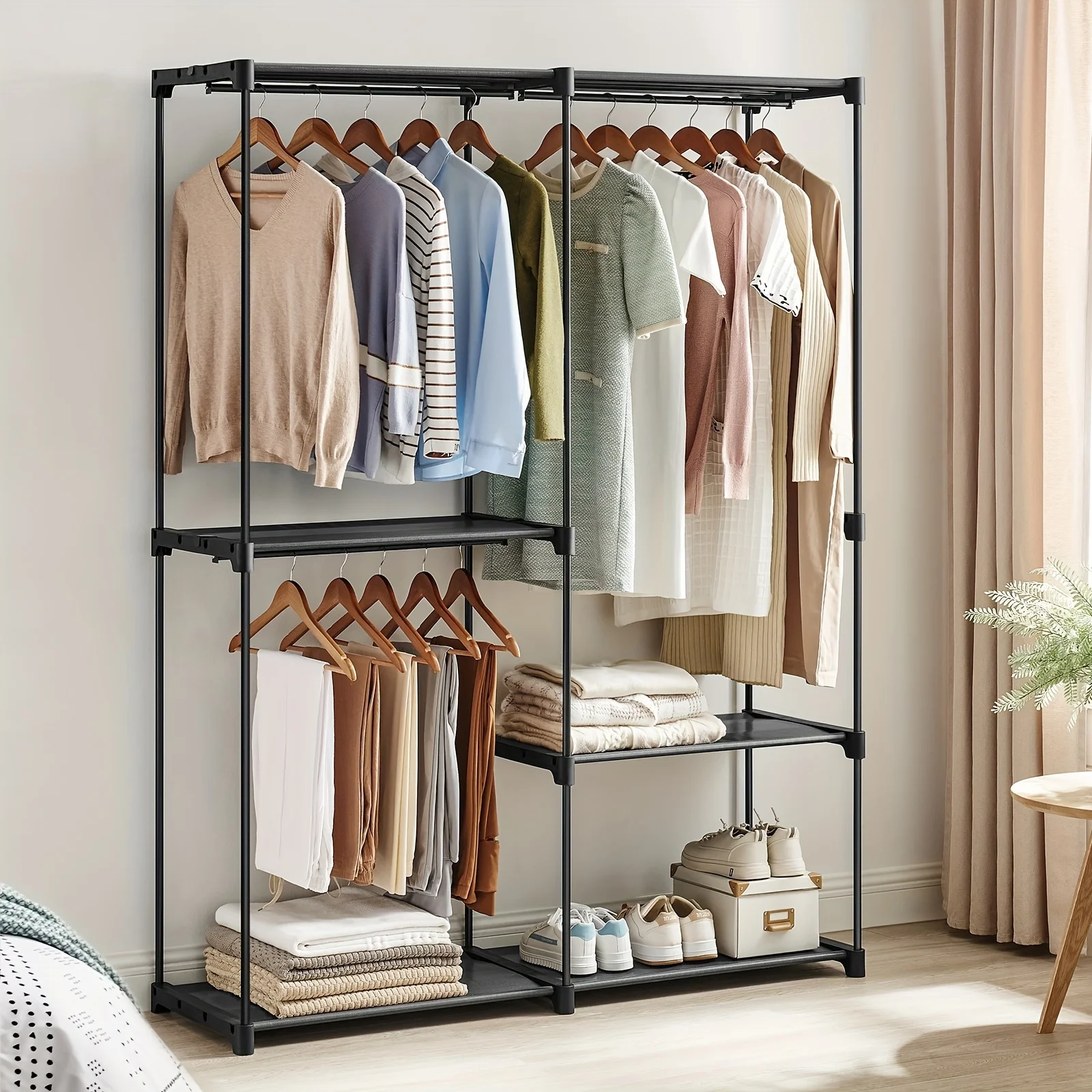 

1pc Portable Closet, Freestanding Closet Organizer, Clothes Rack With Shelves, Hanging Rods, Storage And Organization For Cloakr