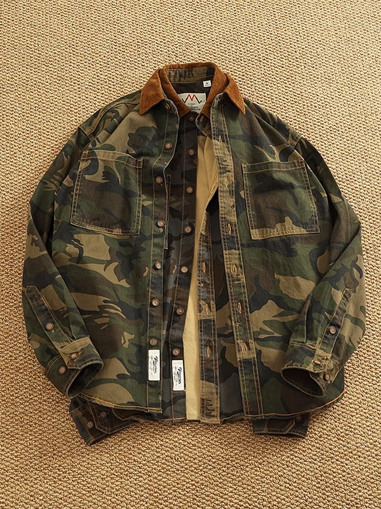 

New 2025 Men's Camouflage Jaet Spring Autumn Loose Fit Simple Sle Casual Wear Youth Faion Brand Tagkita Long Sve But...