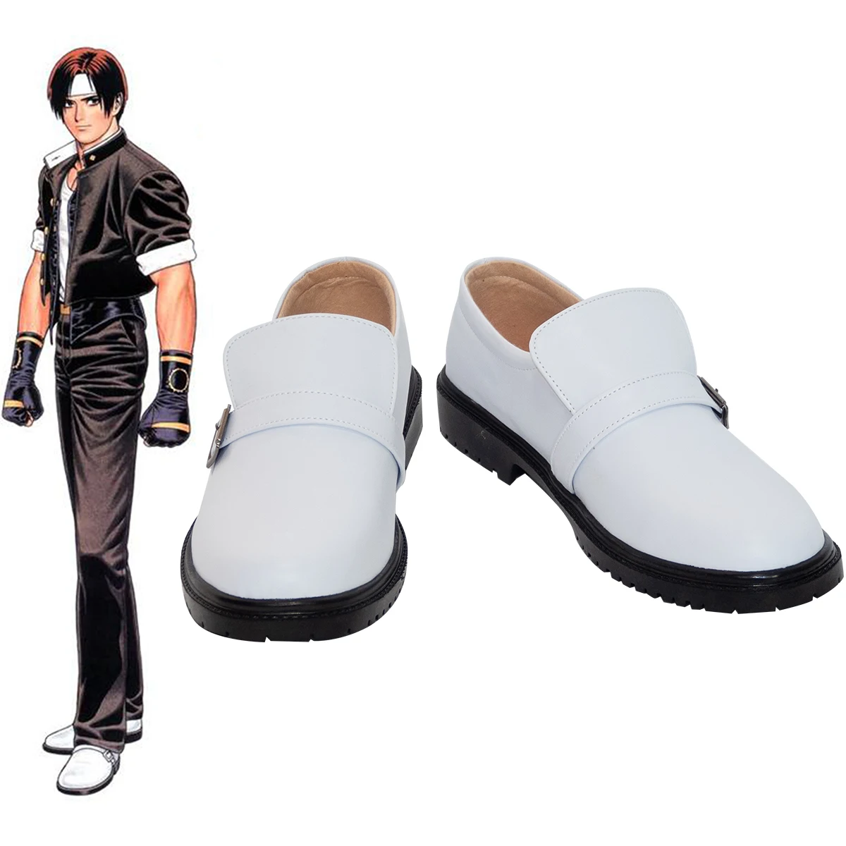 

Kyo Kusanagi Обувь для косплея Белый лофер с пряжкой и ремешком